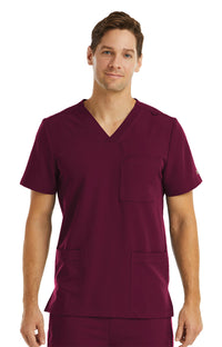 Men 3 Pocket V-neck Top Wine Front