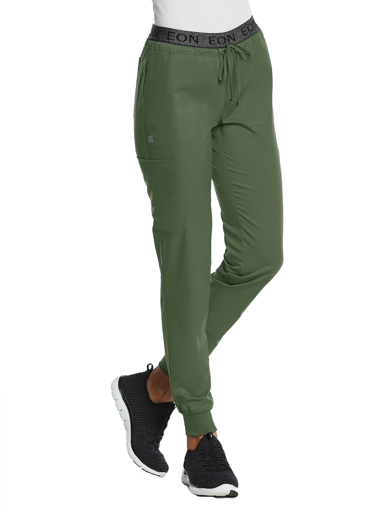 Sporty Full Elastic Logo Waist Jogger Pant Olive