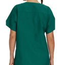 Landau Essentials Unisex 1-Pocket V-Neck Scrub Top 7502 -Hunter Green-backview