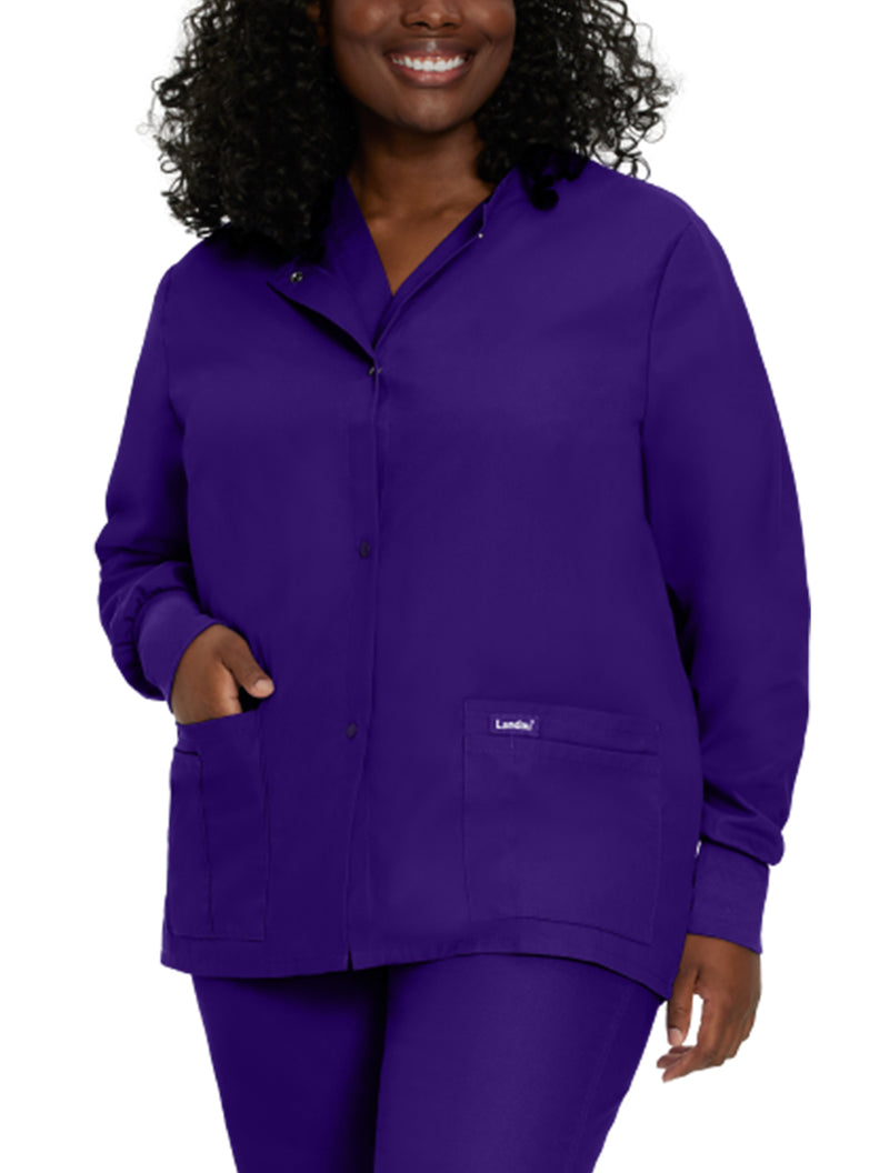 Landau Essentials Women's Warm-Up Scrub Jacket 7525 -Grapefrontview