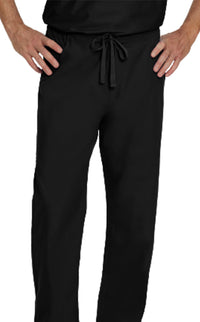 Landau Essentials Unisex Straight-Leg Scrub Pants 7602 -Black-Front closeview