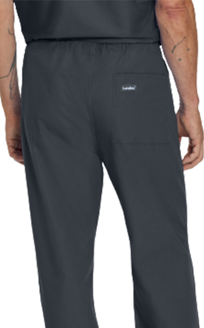 Landau Essentials Unisex Straight-Leg Scrub Pants 7602 -Graphite-backview
