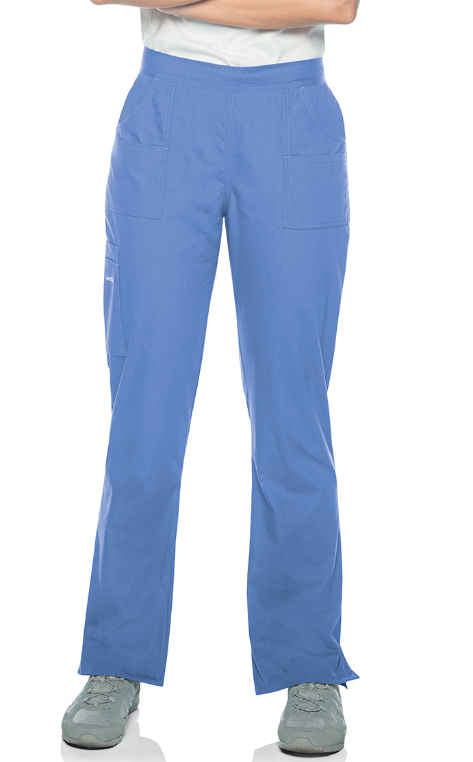Landau Essentials Women's Straight-Leg Cargo Scrub Pants 8380 -Ceil Blue-Frontview