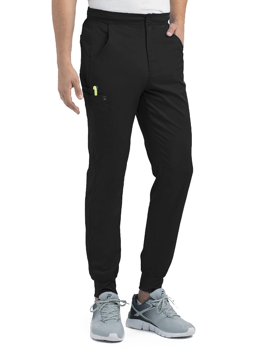 Men's Half Elastic Waistband Jogger Pant Black