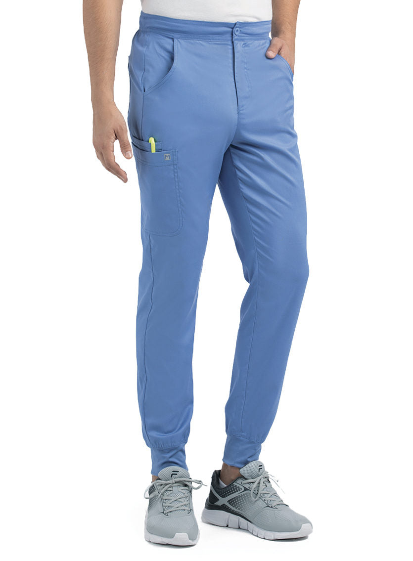 Men's Half Elastic Waistband Jogger Pant Ceil Blue