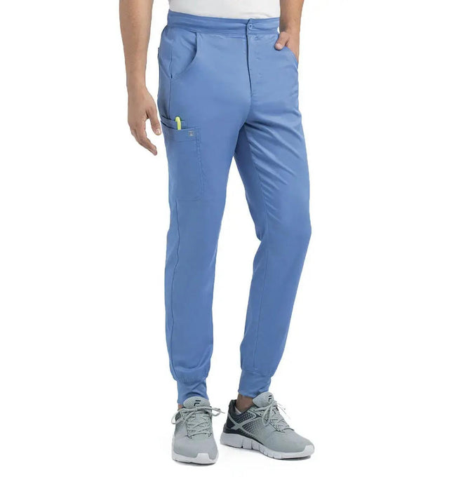Men's Half Elastic Waistband Jogger Pant Ceil Blue