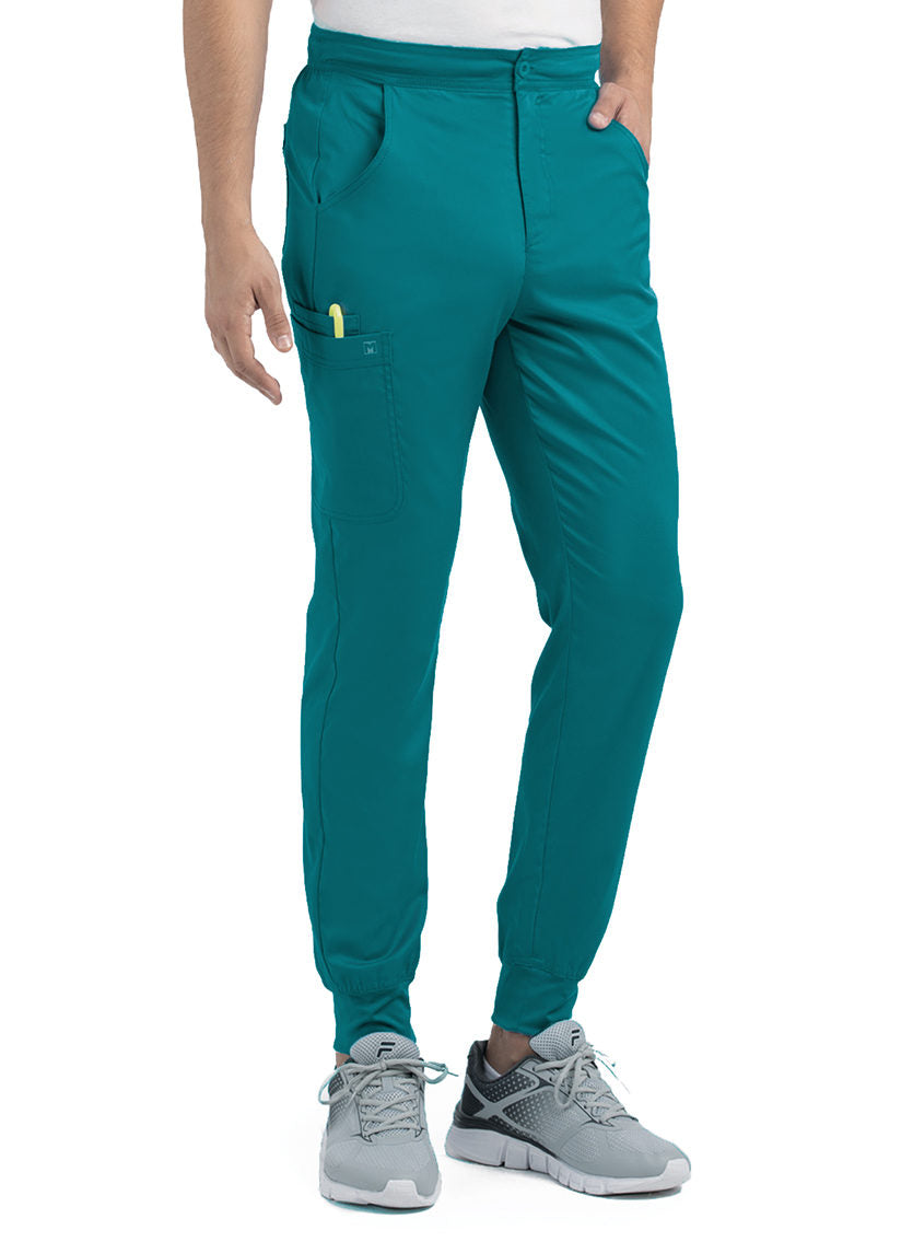 Men's Half Elastic Waistband Jogger Pant Teal 