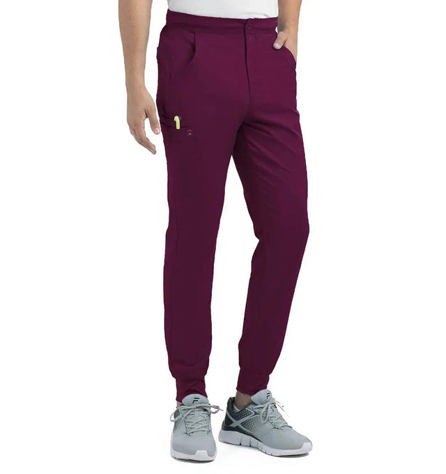 Men's Half Elastic Waistband Jogger Pant Wine