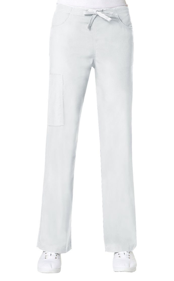 Maevn Women's Core Straight Leg Cargo Elastic Drawstring Pant 9629 White