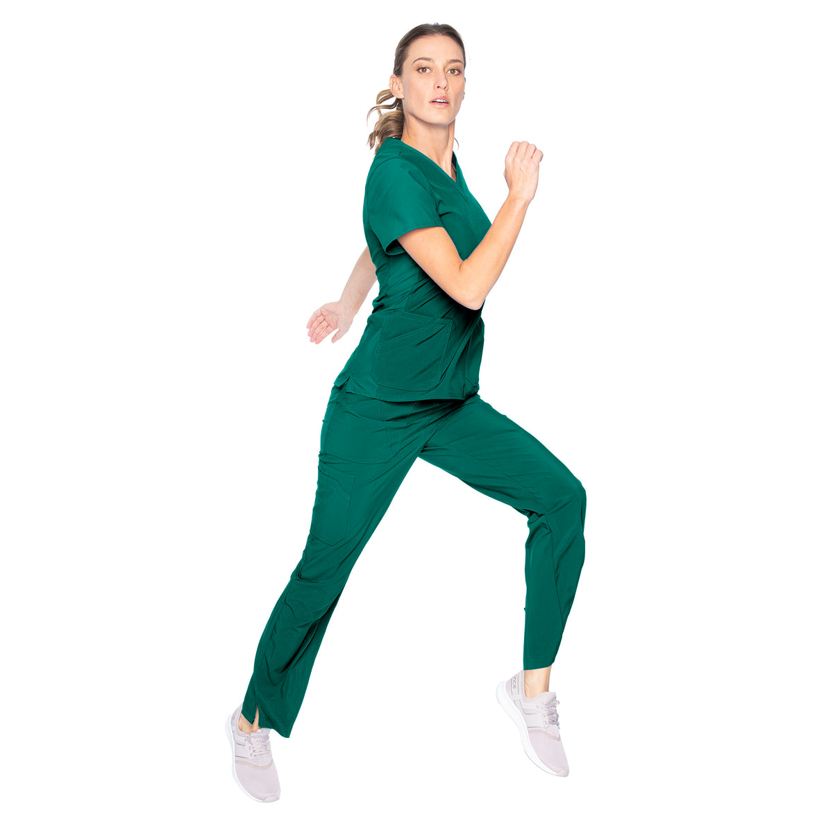 Urbane Performance Women's Straight-Leg Cargo Scrub Pants 9739 -Hunter Green-sideview