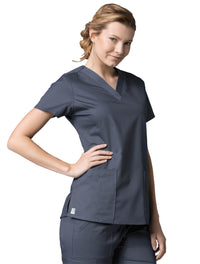 V-Neck Pocket Top Charcol