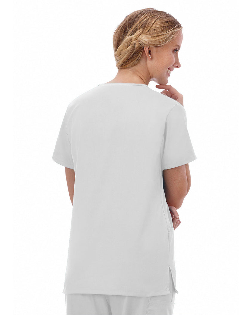 Fundamentals Women's Two Pocket V-Neck Top - Back White