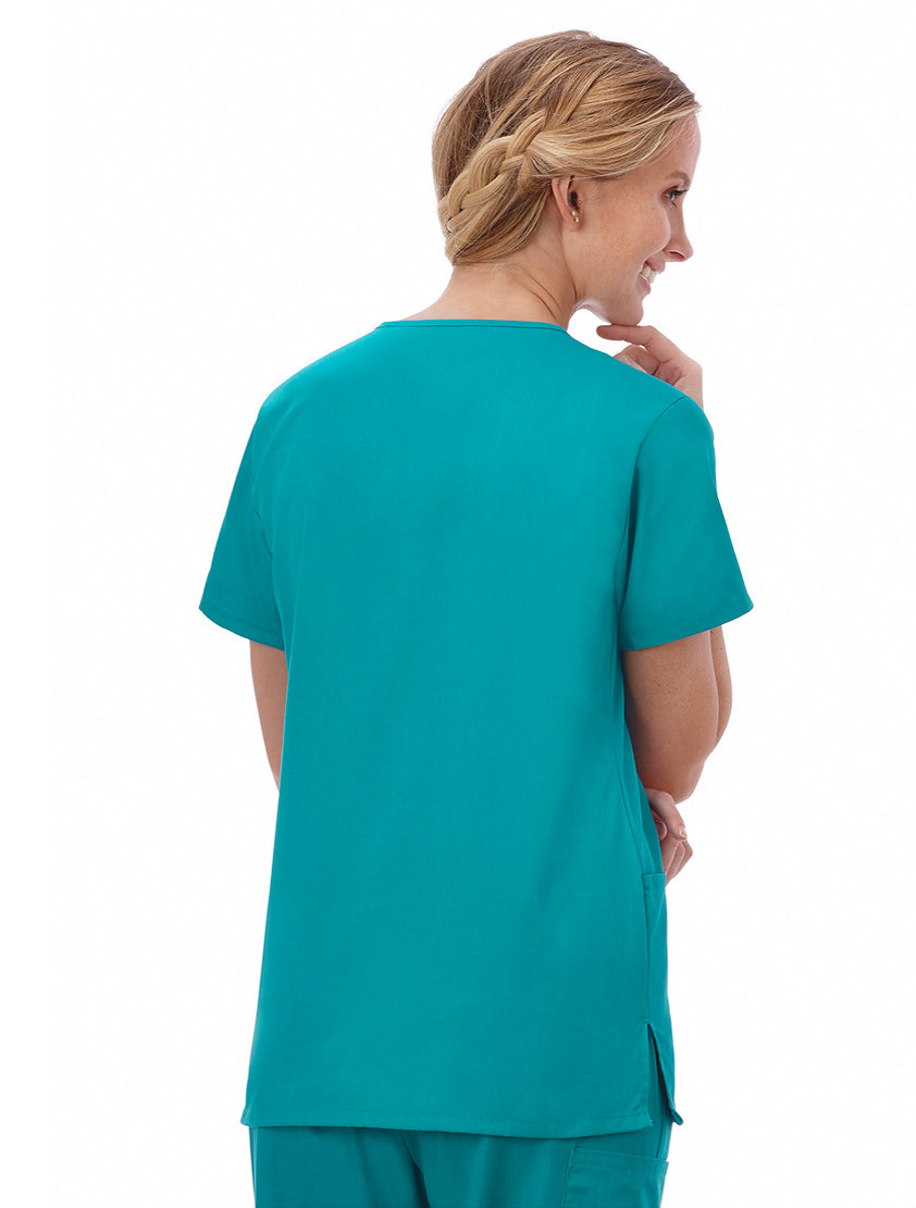 Fundamentals Women's Two Pocket V-Neck Top - Back Teal