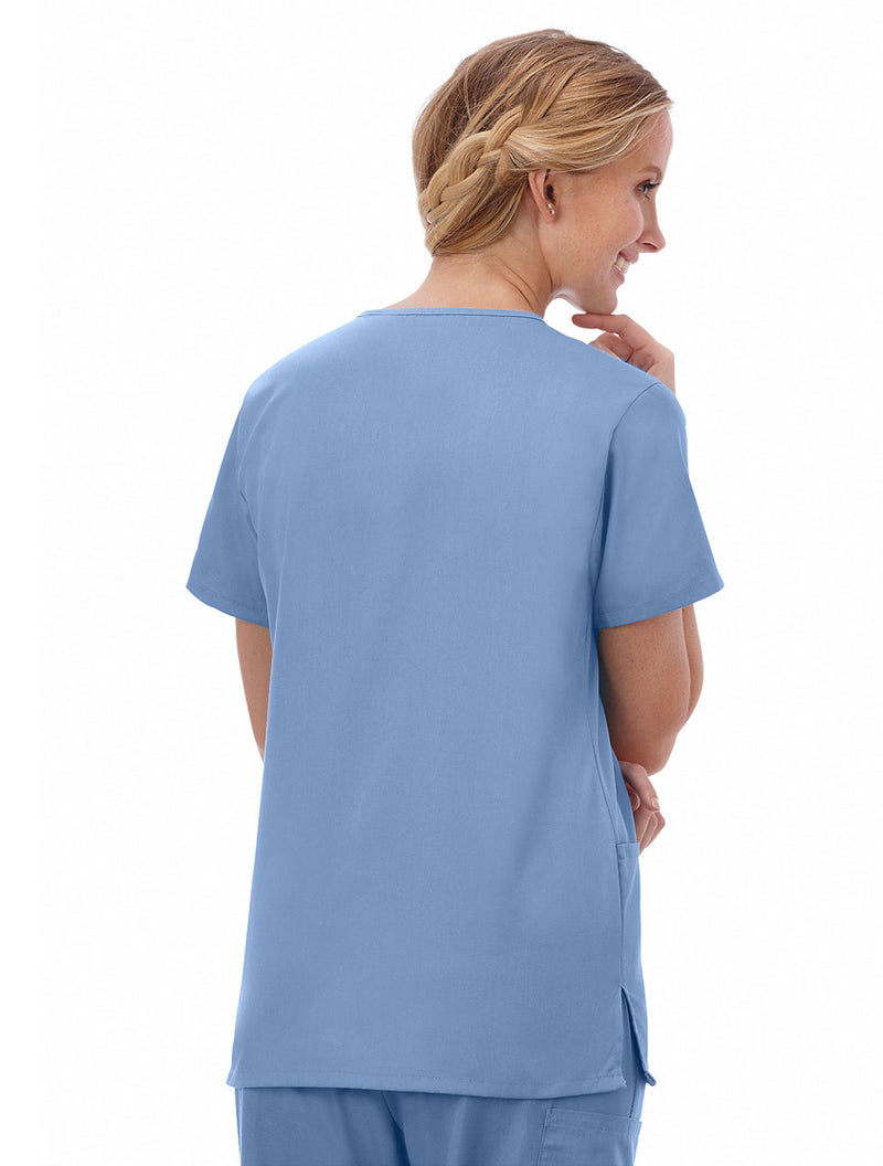 Fundamentals Women's Two Pocket V-Neck Top - Back Ceil Blue