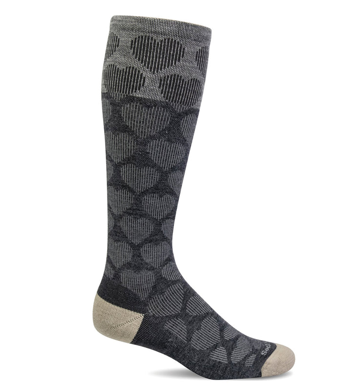 Women's Heart Throb Compression Socks-Charcoal