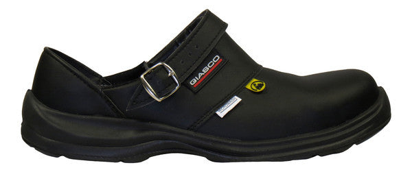 Giasco "Free" Semi Open-Back Leather Medical Shoe Black Strap Forward