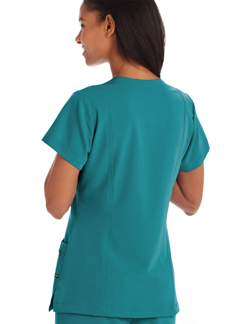 Jockey Ladies Curves Ahead Mock Wrap Top - Back Teal