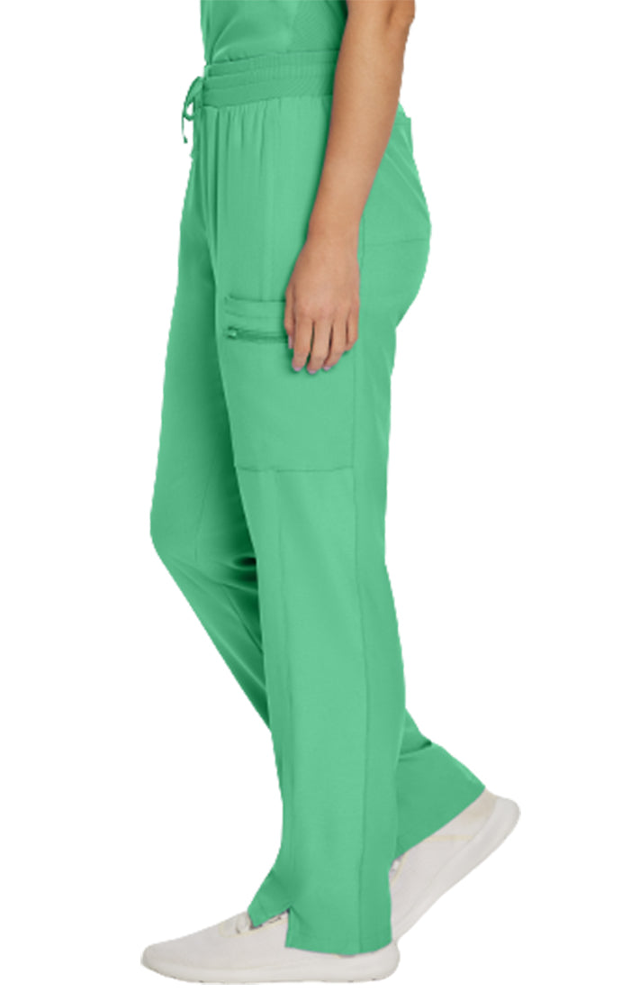 Landau Forward Women's Straight-Leg Cargo Scrub Pants LB400P -Nu Green-Sideview