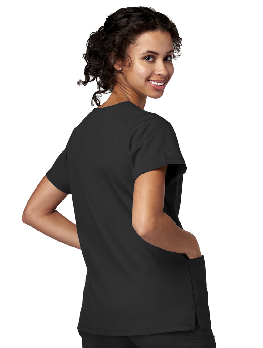 Meta Scrubs 15201 Ladies Notch Top Black-BACK