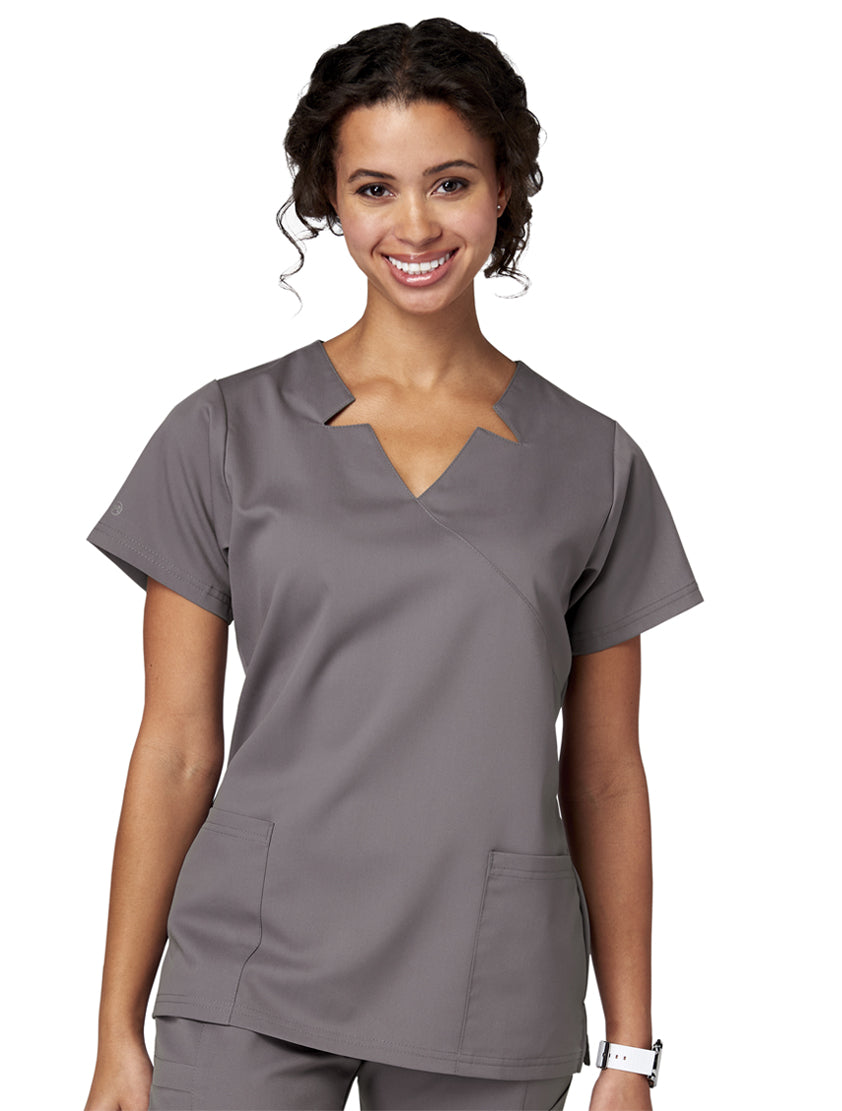 Meta Scrubs 15201 Ladies Notch Top Pewter-front