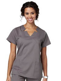 Meta Scrubs 15201 Ladies Notch Top Pewter-front