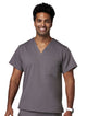 Meta Scrubs 15202 Men's V-Neck Top Pewter-front