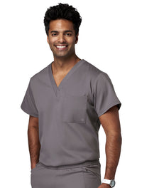 Meta Scrubs 15202 Men's V-Neck Top Pewter-front