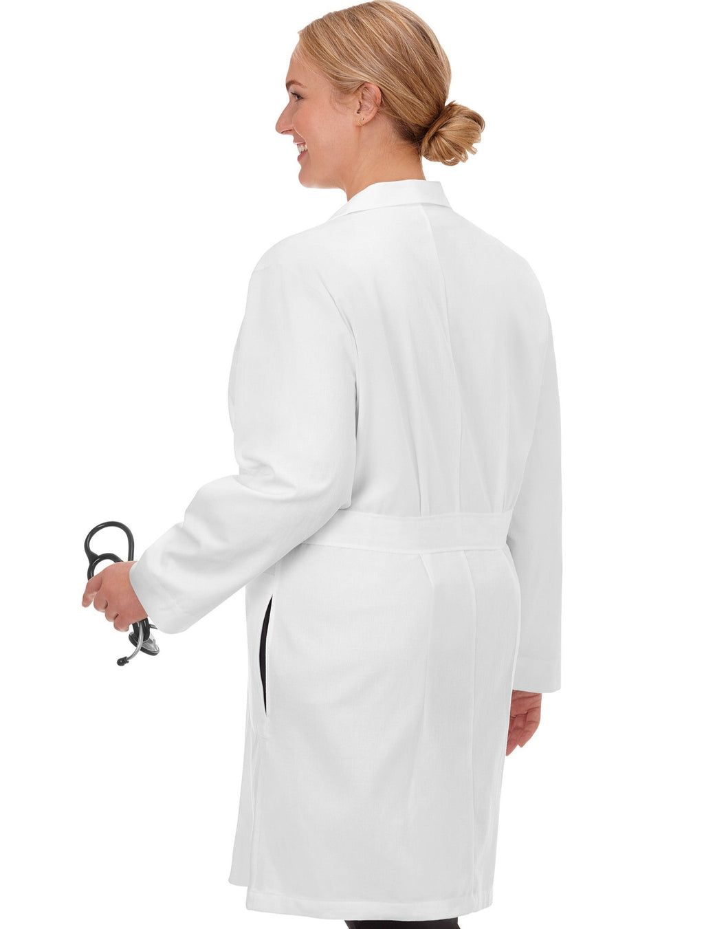 Meta 38" Ladies Knot Button iPad Cotton Labcoat - Back