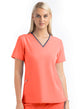 Women's Knitted Panel Mock Wrap Top Fresh Salmon