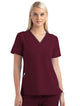 Women's Knitted Panel Mock Wrap Top Wine