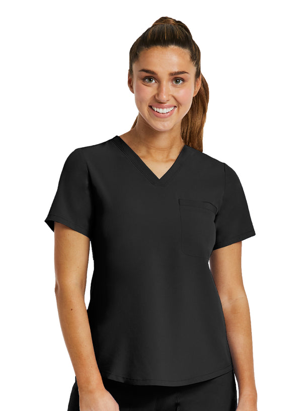 V-NECK TUCK IN TOP Black Front