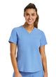 V-NECK TUCK IN TOP Ceil Blue Front