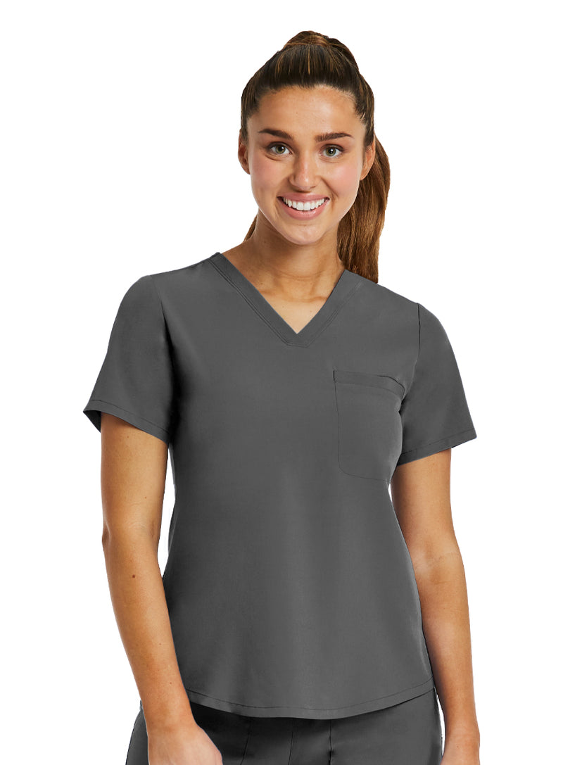 V-NECK TUCK IN TOP Pewter Front