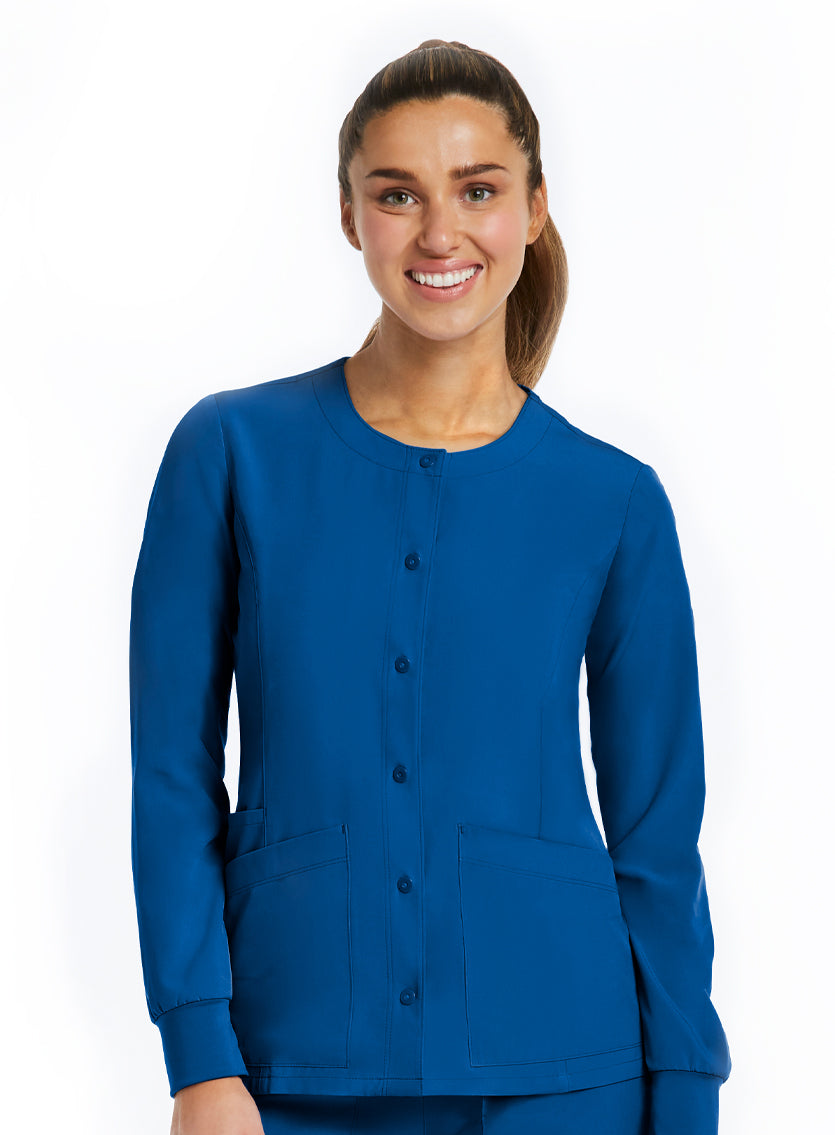 Round Neck Snap Jacket Royal Blue