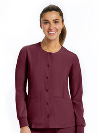 Round Neck Snap Jacket Wine