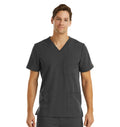 Men 3 Pocket V-neck Top Heather Grey Front