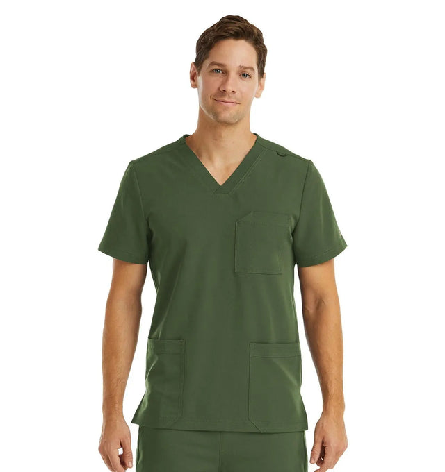 Men 3 Pocket V-neck Top Olive front