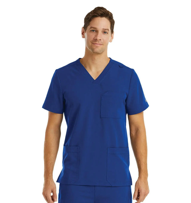 Men 3 Pocket V-neck Top Royal Blue Front