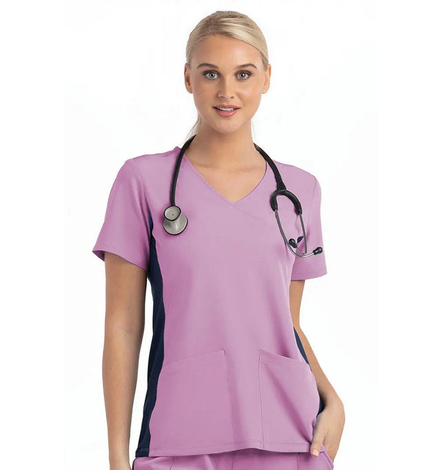 Women's Knitted Panel Mock Wrap Orchid Bouquet