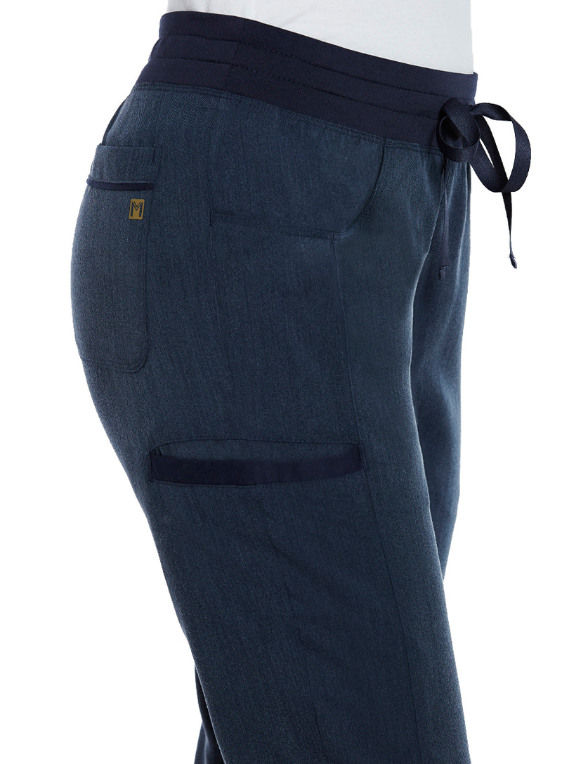 Contrast Yoga Band Pant Heather Navy Sideview