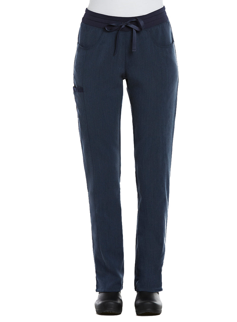 Contrast Yoga Band Pant Heather Navy Fron
