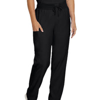 Landau Forward Women's Straight-Leg Cargo Scrub Pants LB400P -Black-Frontview