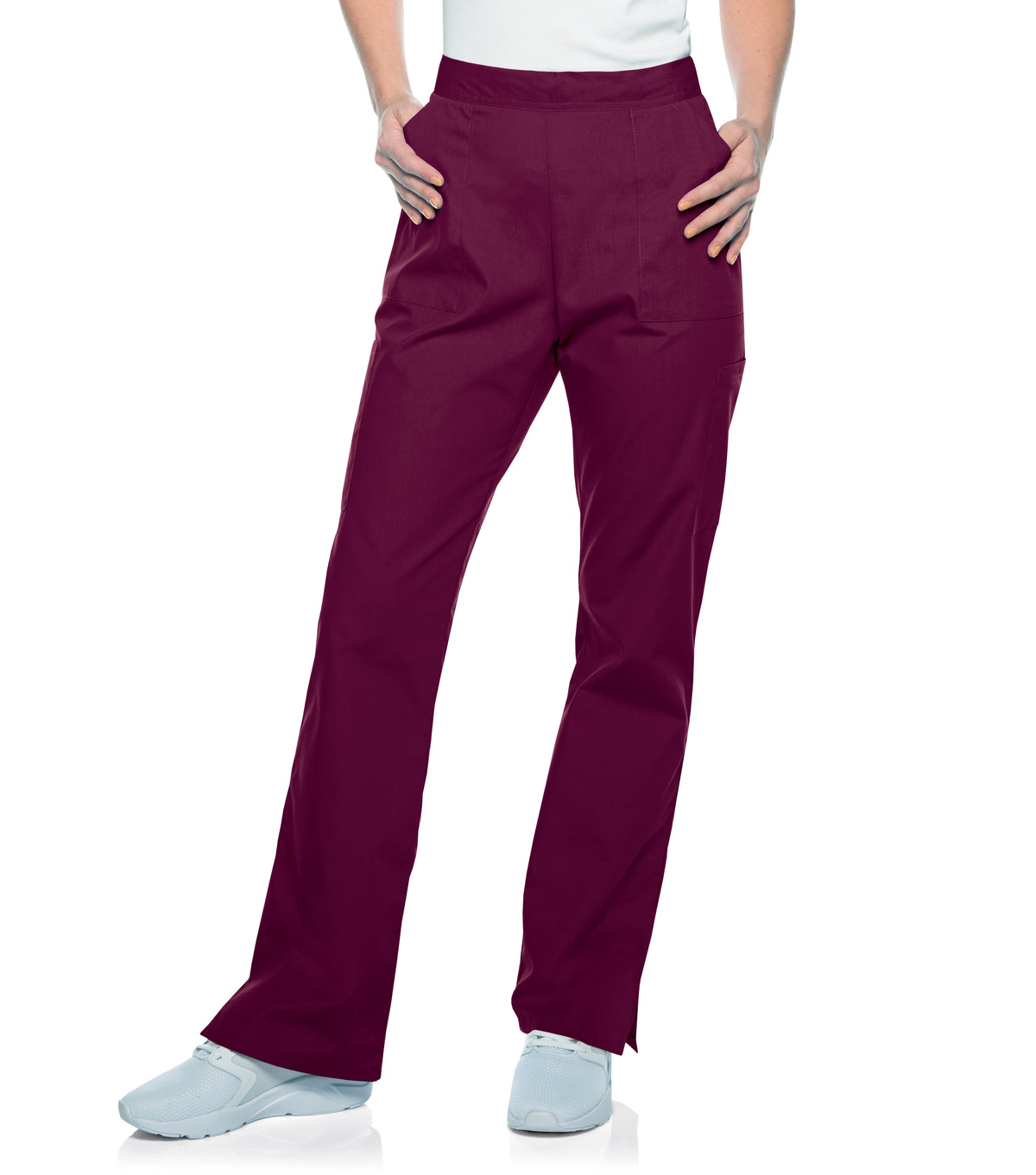 Landau Scrub Zone Women's Straight-Leg Cargo Scrub Pants 83223 -Wine-Frontview