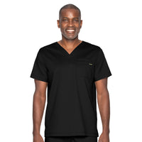 Landau ProFlex Men's 2-Pocket V-Neck Scrub Top 4259 -Black-Frontview