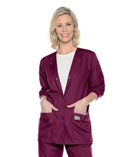 Landau ProFlex Women's Warm-Up Scrub Jacket 70227 -Wine-frontview