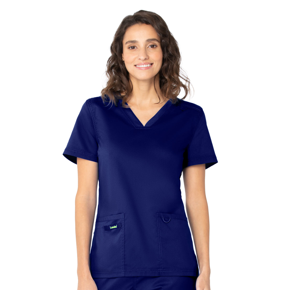 Landau ProFlex Women's 2-Pocket V-Neck Scrub Top 4168 -True Navy-frontview