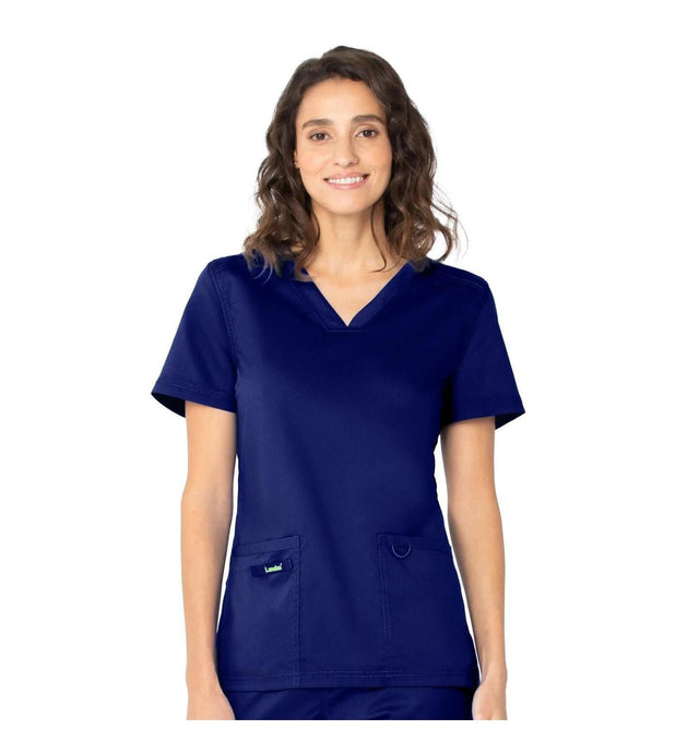Landau ProFlex Women's 2-Pocket V-Neck Scrub Top 4168 -True Navy-frontview