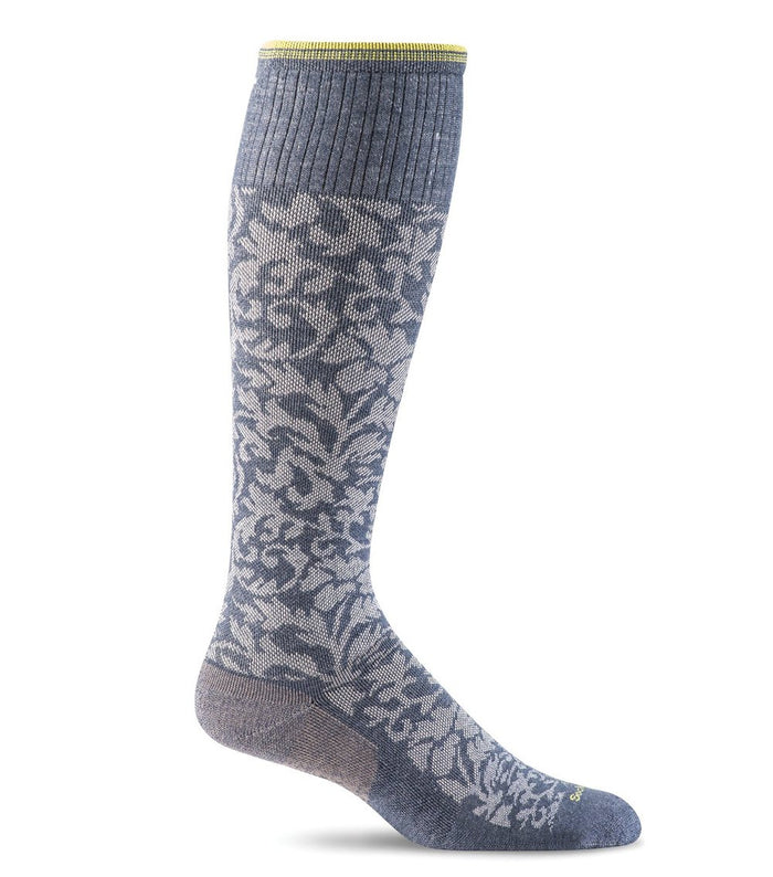 Women's Damask Compression Socks-Denim