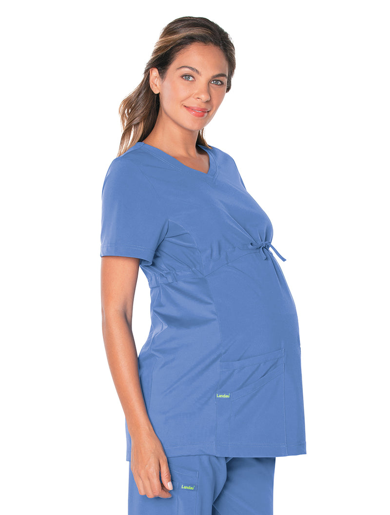 Landau ProFlex Women's 3-Pocket V-Neck Maternity Scrub Top 4399 -Ceil-Frontview