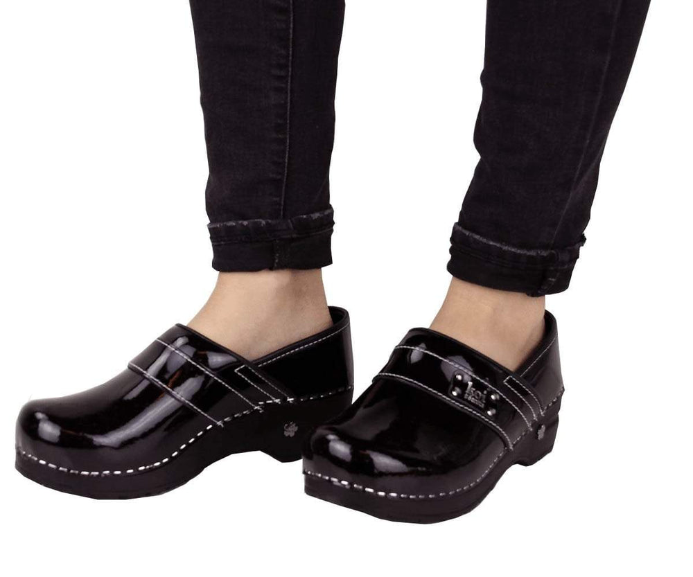 Leather hot sale nursing clogs